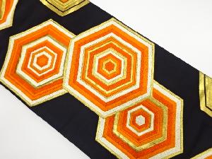 アンティーク　重ね亀甲模様織出し袋帯（着用可）